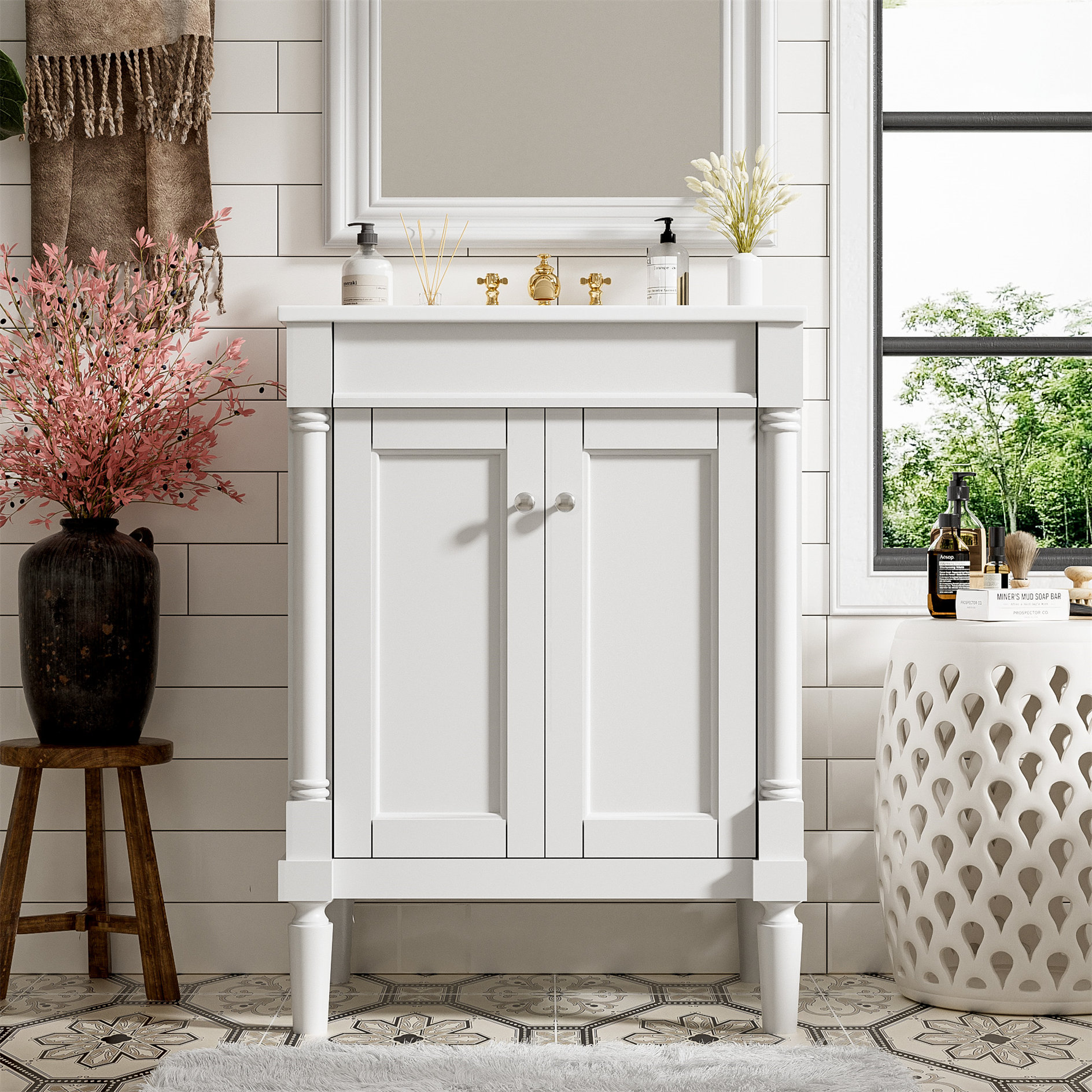 Charlton Home® 24"W Freestanding Bathroom Vanities With Ceramic Sink ...
